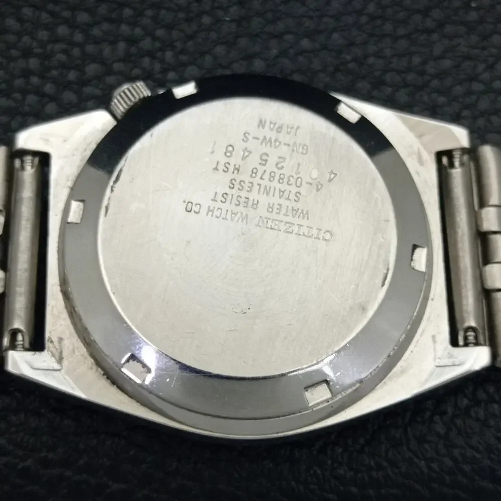 Vintage 1994 Citizen Automatic Mens Silver Watch W/daydate & Blue accents